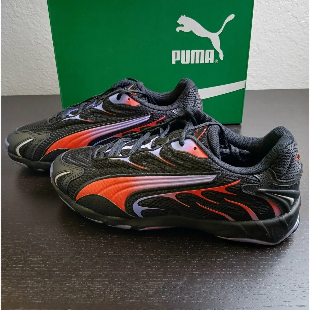 Puma Inhale Mens Sneakers Black Red Purple Flame Low Top 401560-02 Size 9.5 NEW